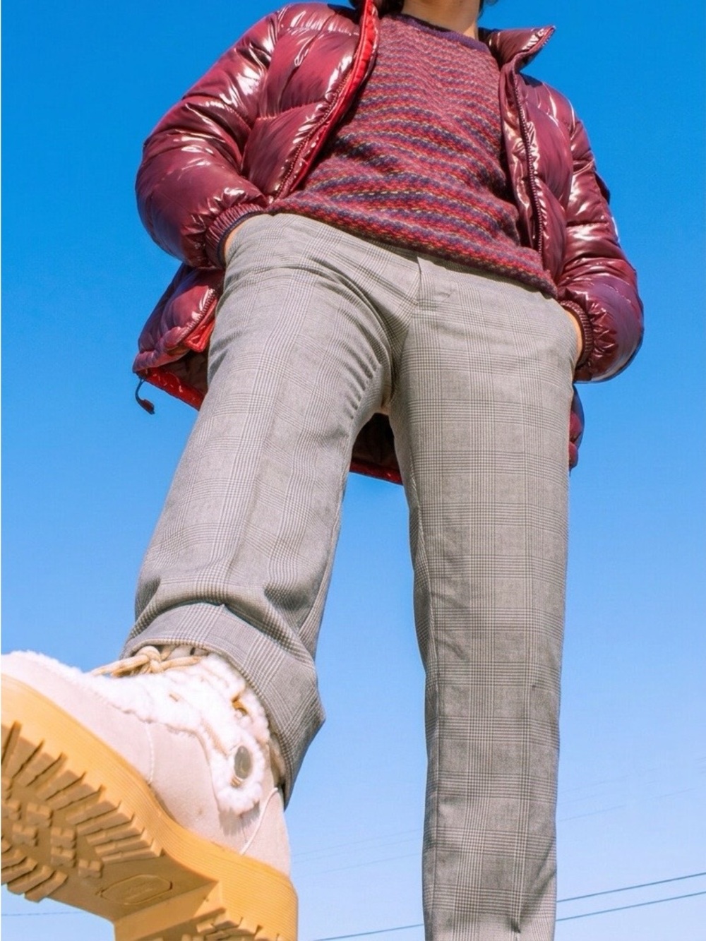 Men's Super Skinny Check Smart Trouser Light Grey
